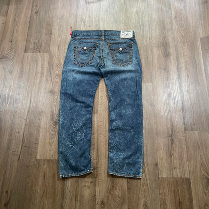 True Religion Straight Leg Jeans Brown Stitching W40 L33