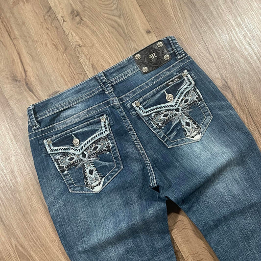 Miss Me Y2K Cross Boot Cut Cutoff Jeans W32 L27