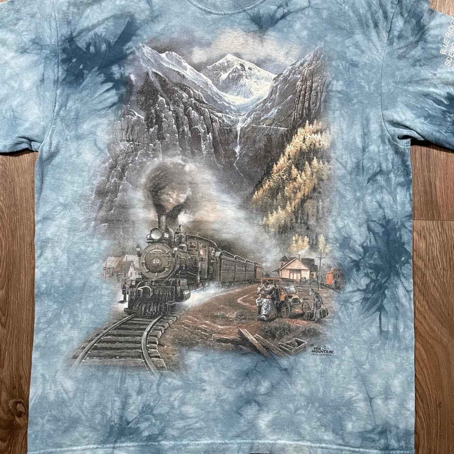 The Mountain Train Tie Dye Blue Graphic Tee
