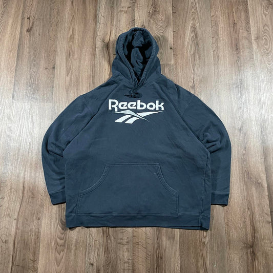 Vintage Reebok Blue Embroidered Hoodie XXL
