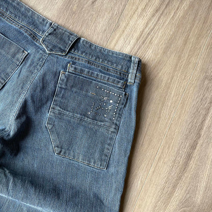 Grey Sequin Y2K Style Straight Jeans