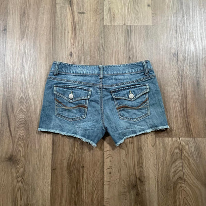 So Y2K Mini Denim Low Waisted Embroidered Shorts