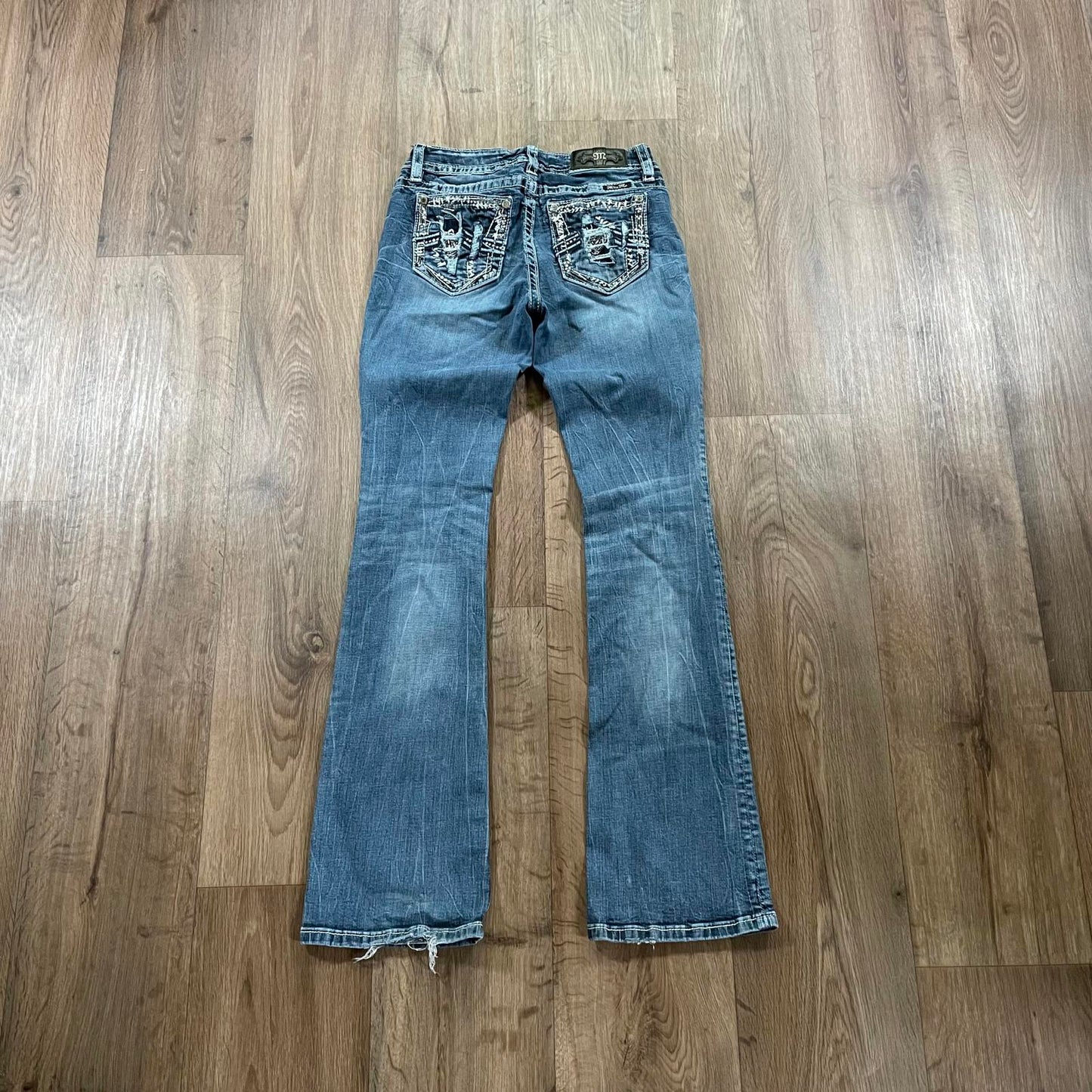 Miss Me Distressed Pocket Boot Cut Jeans