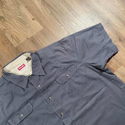 Wrangler Navy/ Grey Button-Up Short Sleeve Shirt XXL