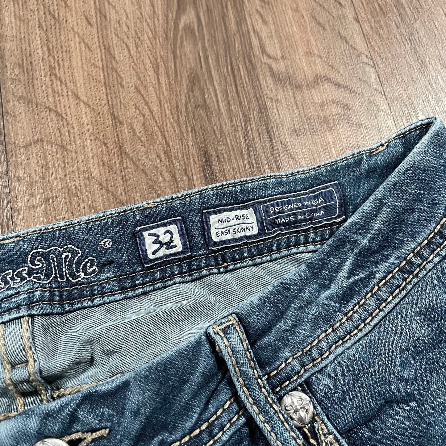 Miss Me Half Cross Detail Mid Skinny Jeans