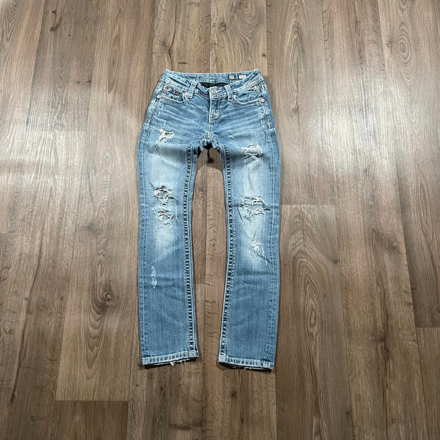 Miss Me Distressed Gem Straight Jeans