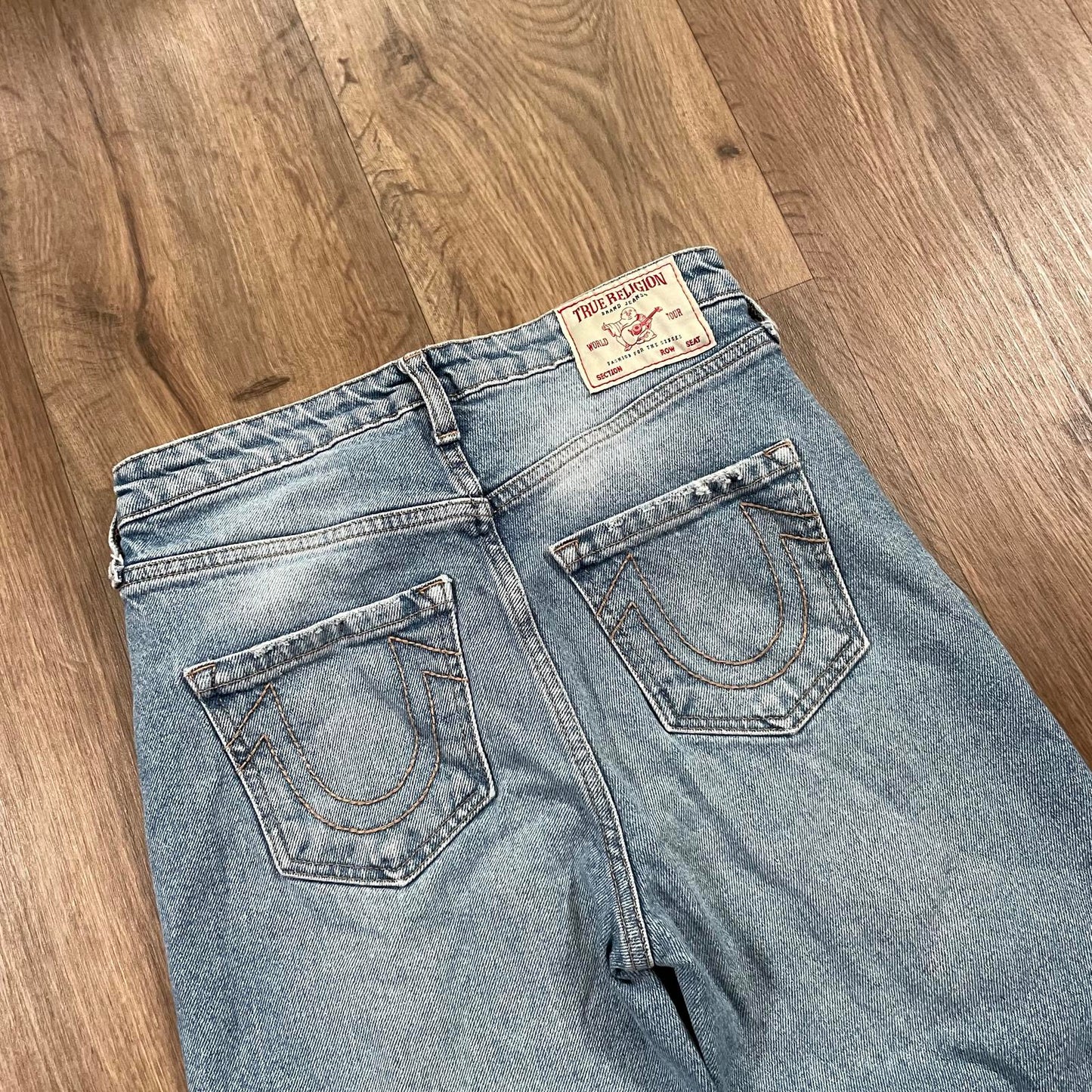 True Religion Straight Leg Ripped Knee Jeans
