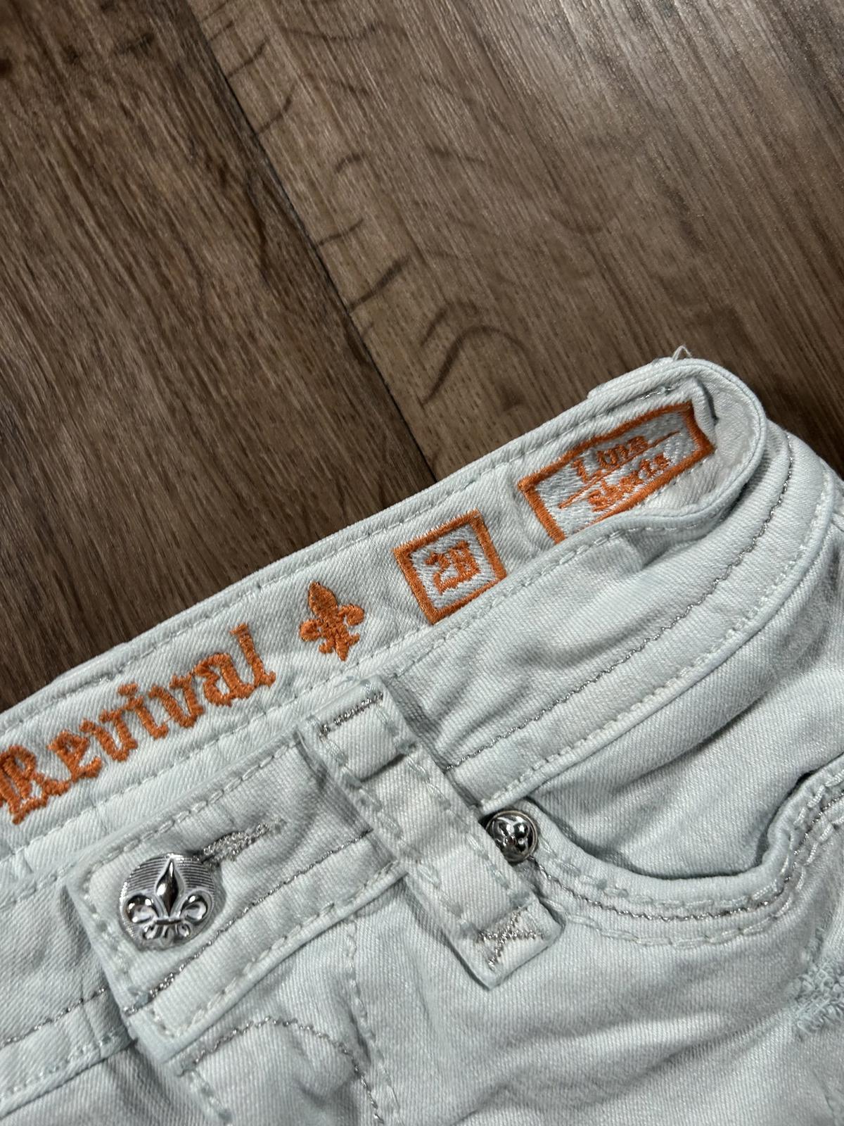 Rock Revival Lins White Sequin Shorts W28