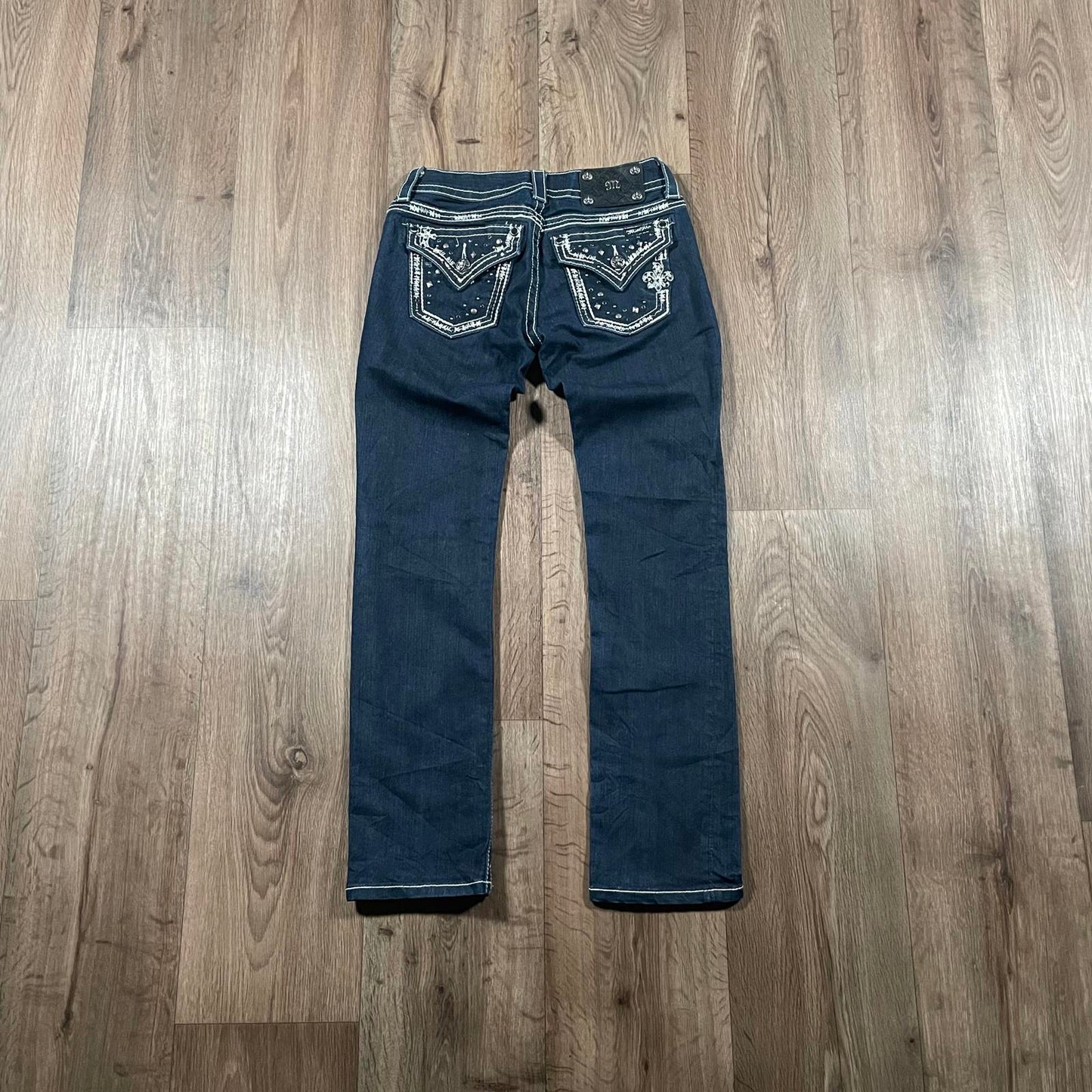 Miss Me Navy Studded Straight Jeans
