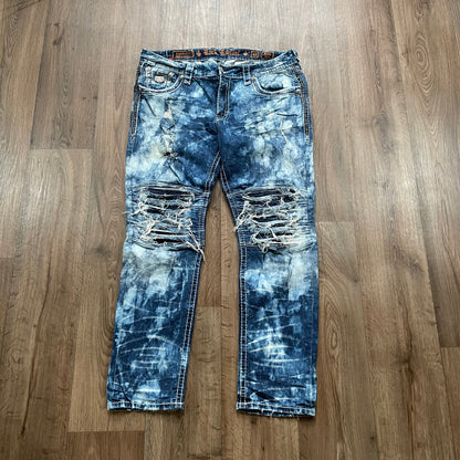Rock Revival Acid Wash Biker Jeans