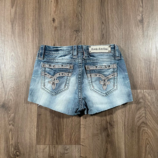 Rock Revival Embroidered Mini Denim Shorts