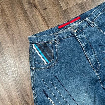 Vokal Blue Baggy Jeans Embroidery