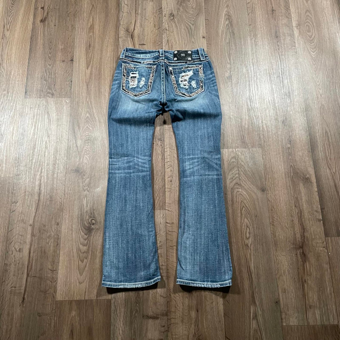 Miss Me Gold Sequin Distressed Boot Cut Jeans
