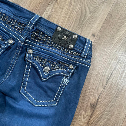 Miss Me Navy Straight Stud Jeans