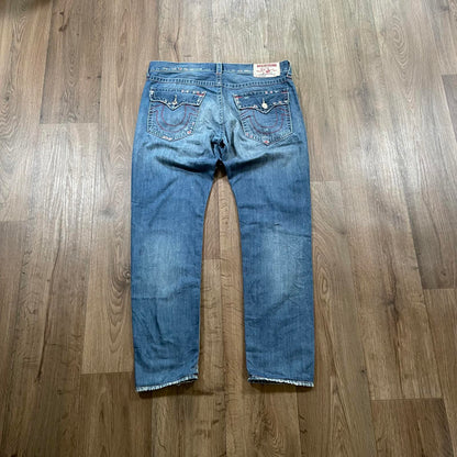 True Religion Blue Jeans Red Embroidered