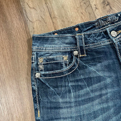 Miss Me Embroidered Boot Cut Mid Rise Jeans