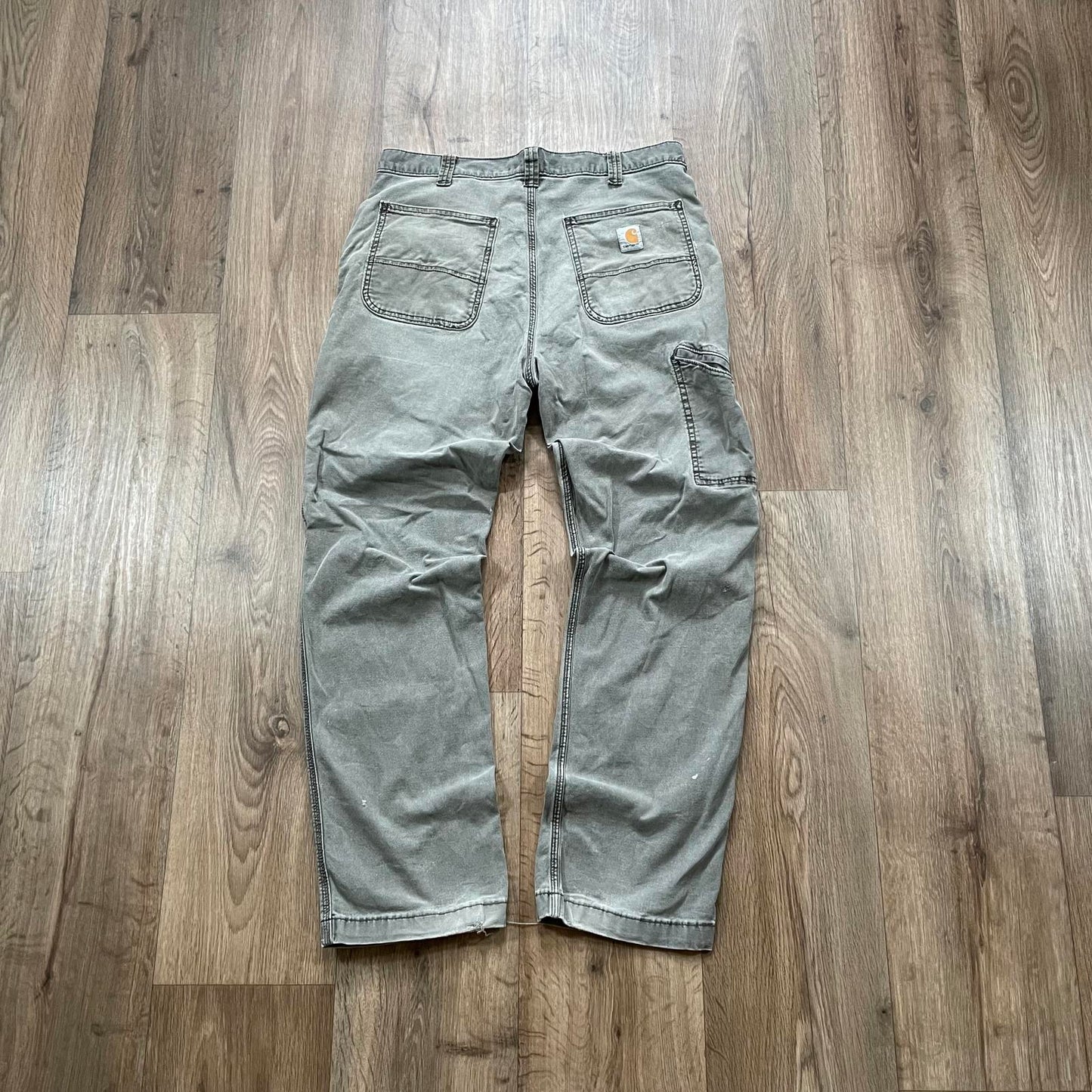 Carhartt Green/Grey Carpenter Trousers Relaxed Fit