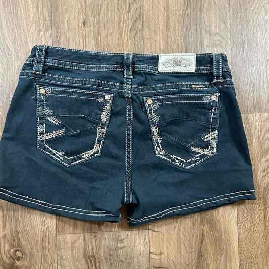 Miss Me Dark Wash Mid Rise Shorts