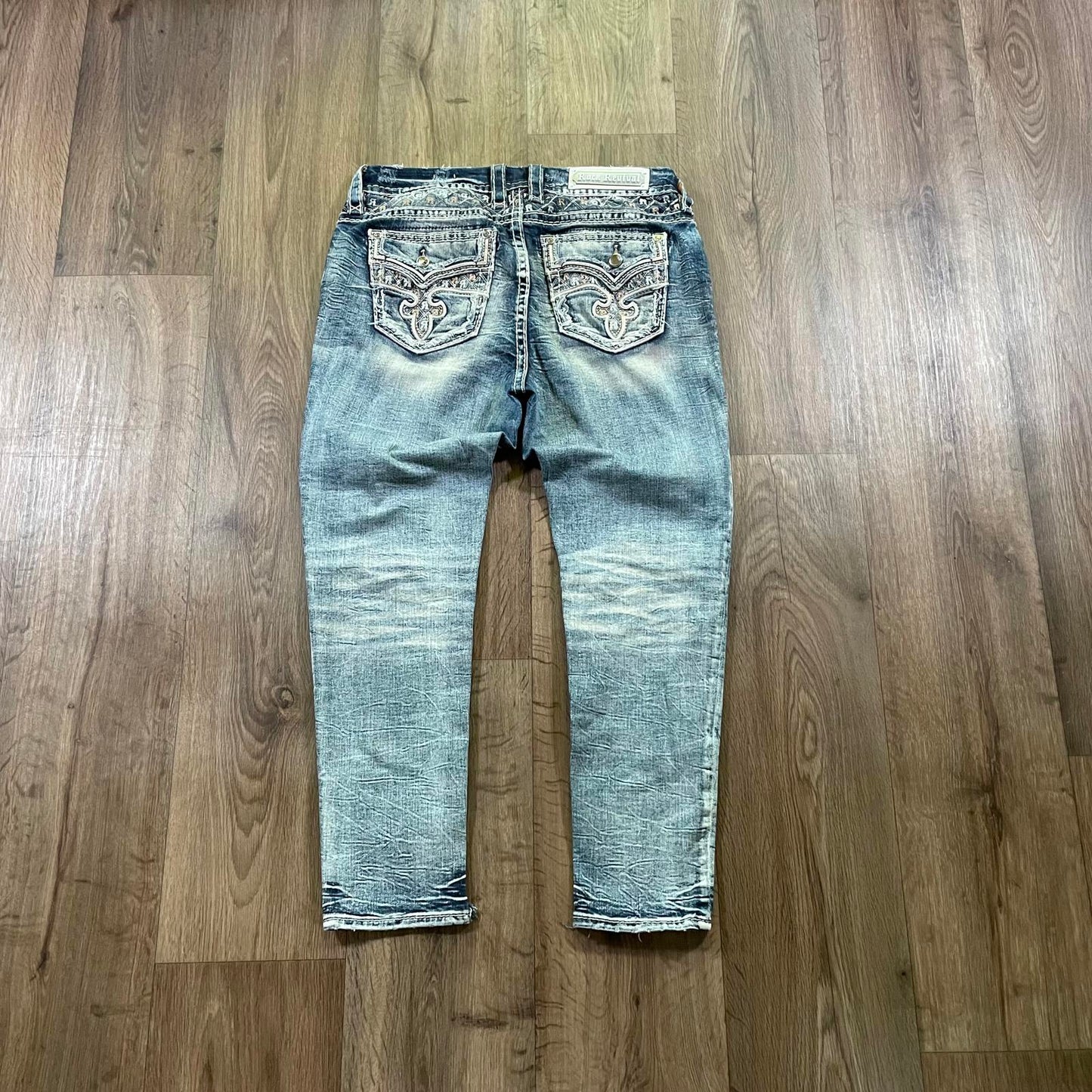 Rock Revival Mid Rise Ankle Skinny R Detail Jeans