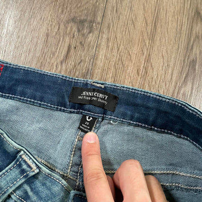 True Religion Jennie Curvy Blue Skinny Jeans W29 L28