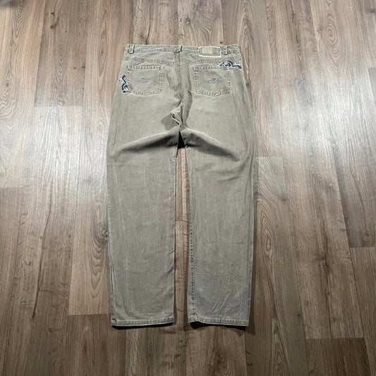Dinano Brown Embroidered Baggy Jeans
