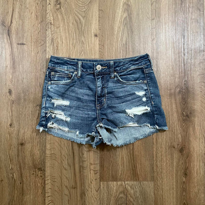 American Eagle Distressed Mini Shorts Dark Wash