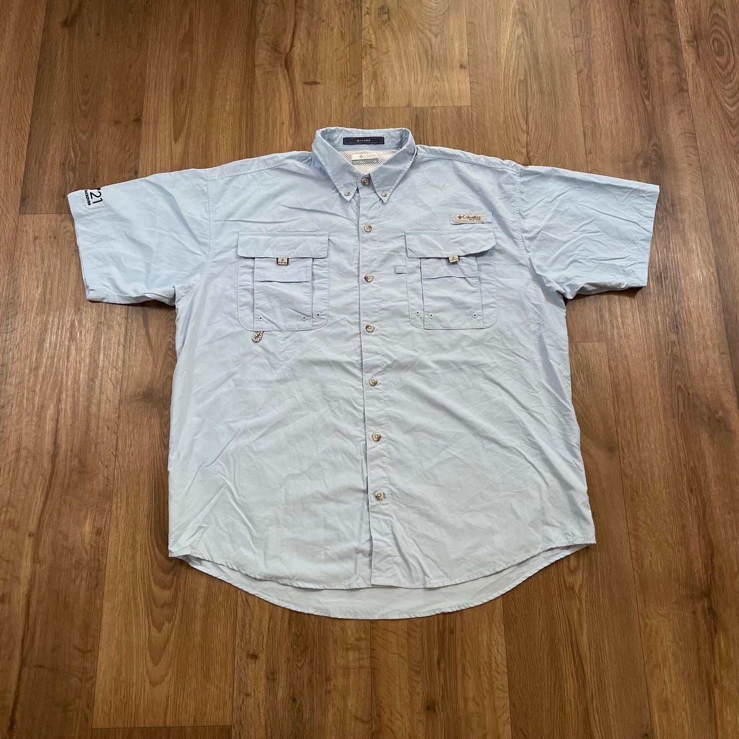 Vintage Columbia Fishing Short Sleeve Shirt Blue
