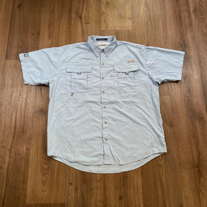 Vintage Columbia Fishing Short Sleeve Shirt Blue