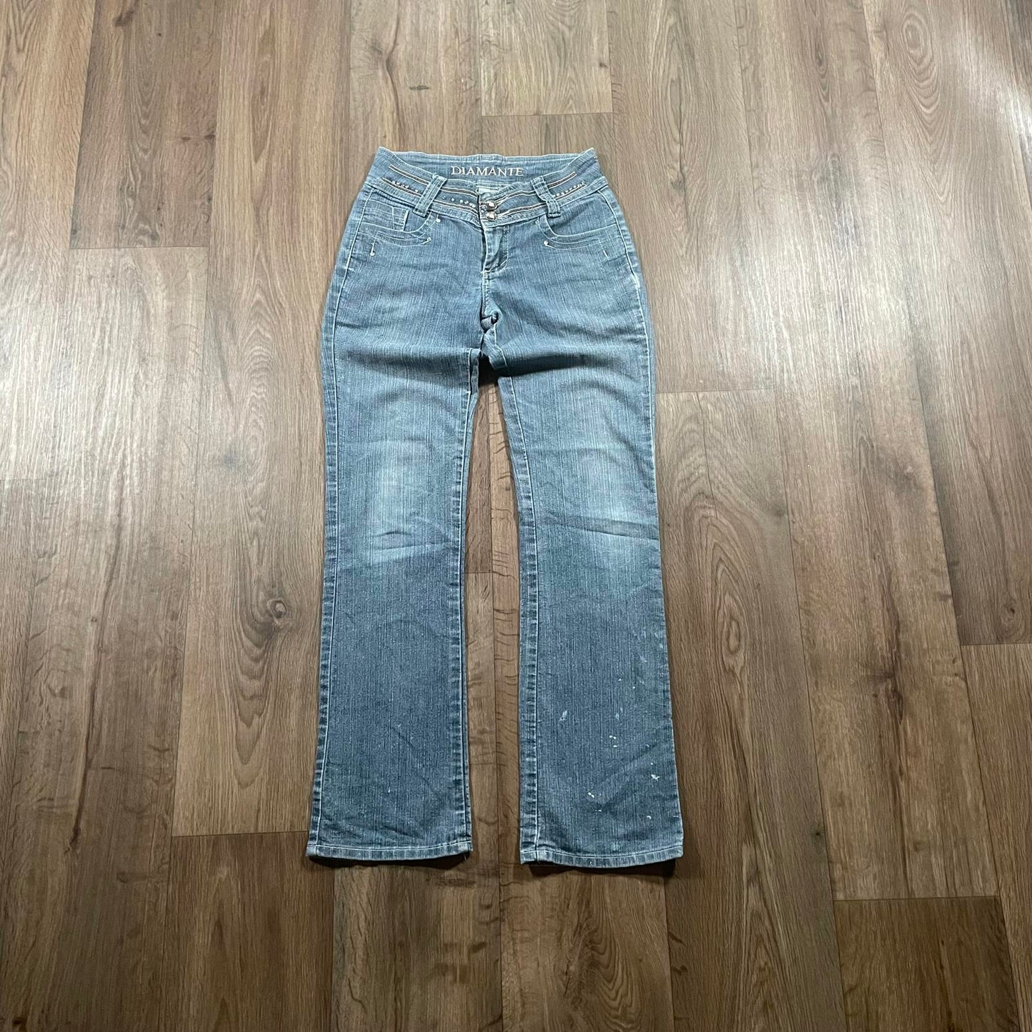 Diamante Straight Leg Gem Embroidered Y2K Jeans