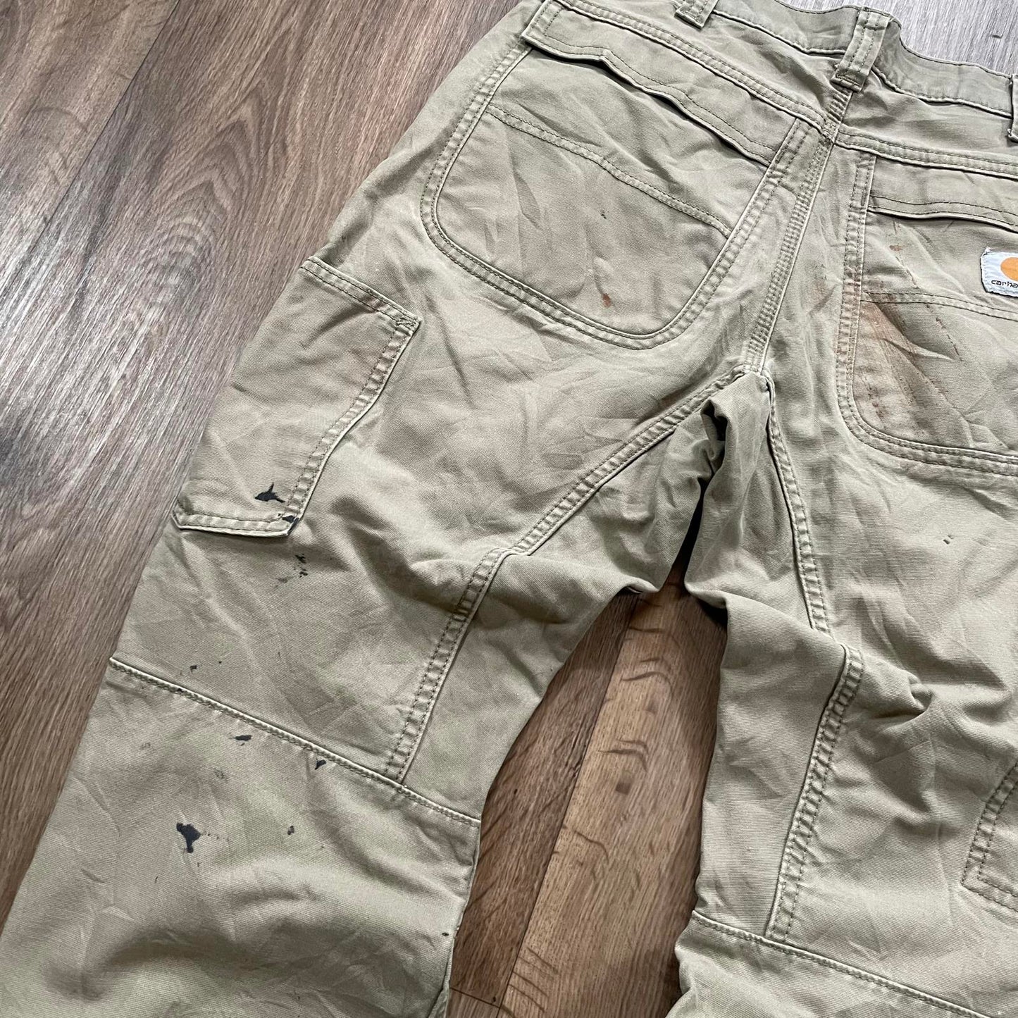 Carhartt Cream Carpenter Trousers Paint Detail