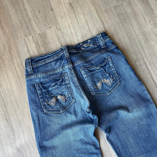 Zabione Denver Embroidered Y2K Style Straight Jeans W27 L30