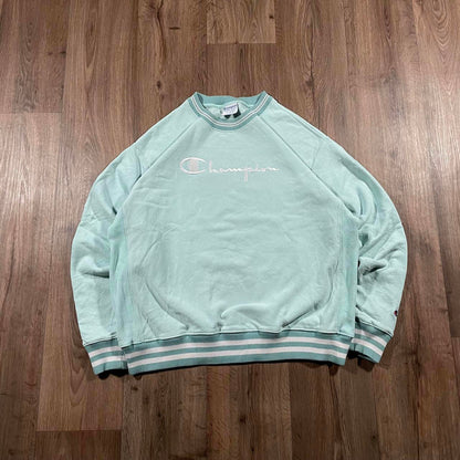 Vintage Champion Embroidered Turquoise Sweatshirt Reverse Weave