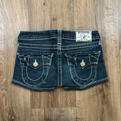 True Religion Low Rise Shorts Dark Wash