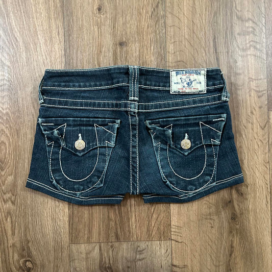 True Religion Low Rise Shorts Dark Wash
