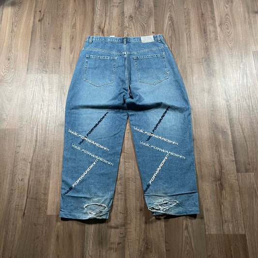 Vokal Blue Baggy Jeans Embroidery