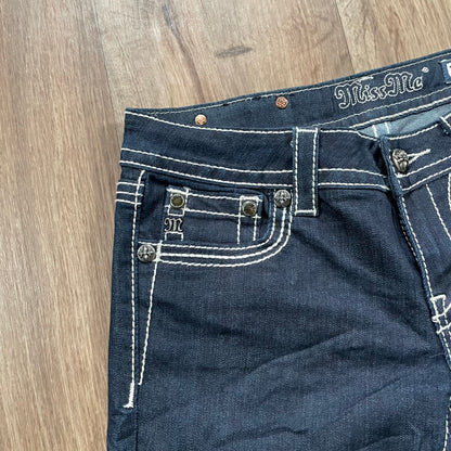 Miss Me Studded Pocket Black Straight Jeans