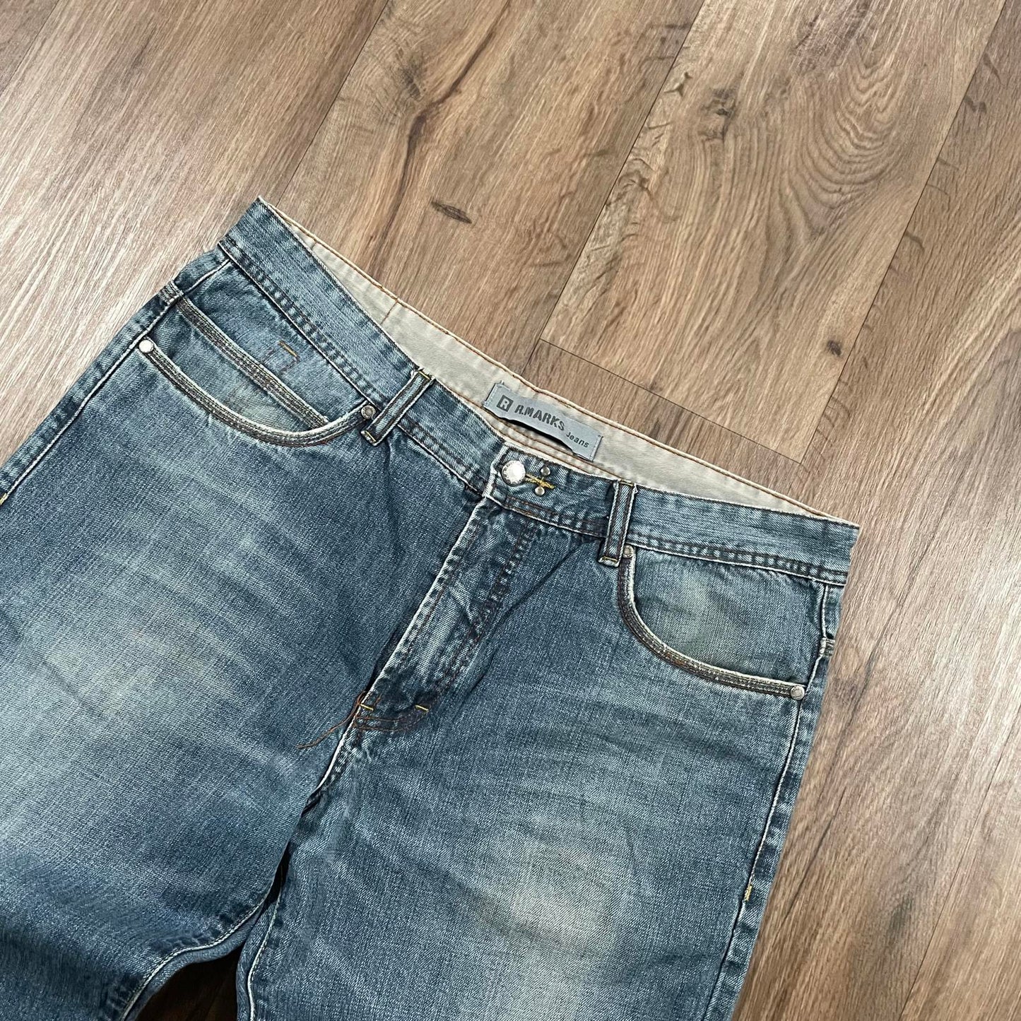 Vintage Embroidered Baggy Jeans Blue