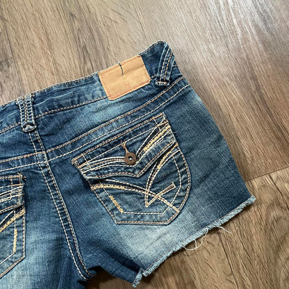 Amethyst Y2K Mini Denim Low Waisted Embroidered Shorts