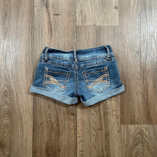 Mudd Embroidered Mini Shorts Side Button