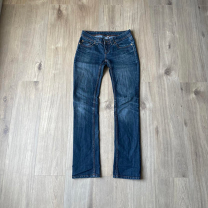 Fishbone Embroidered Y2K Style Boot Cut Jeans W30 L33