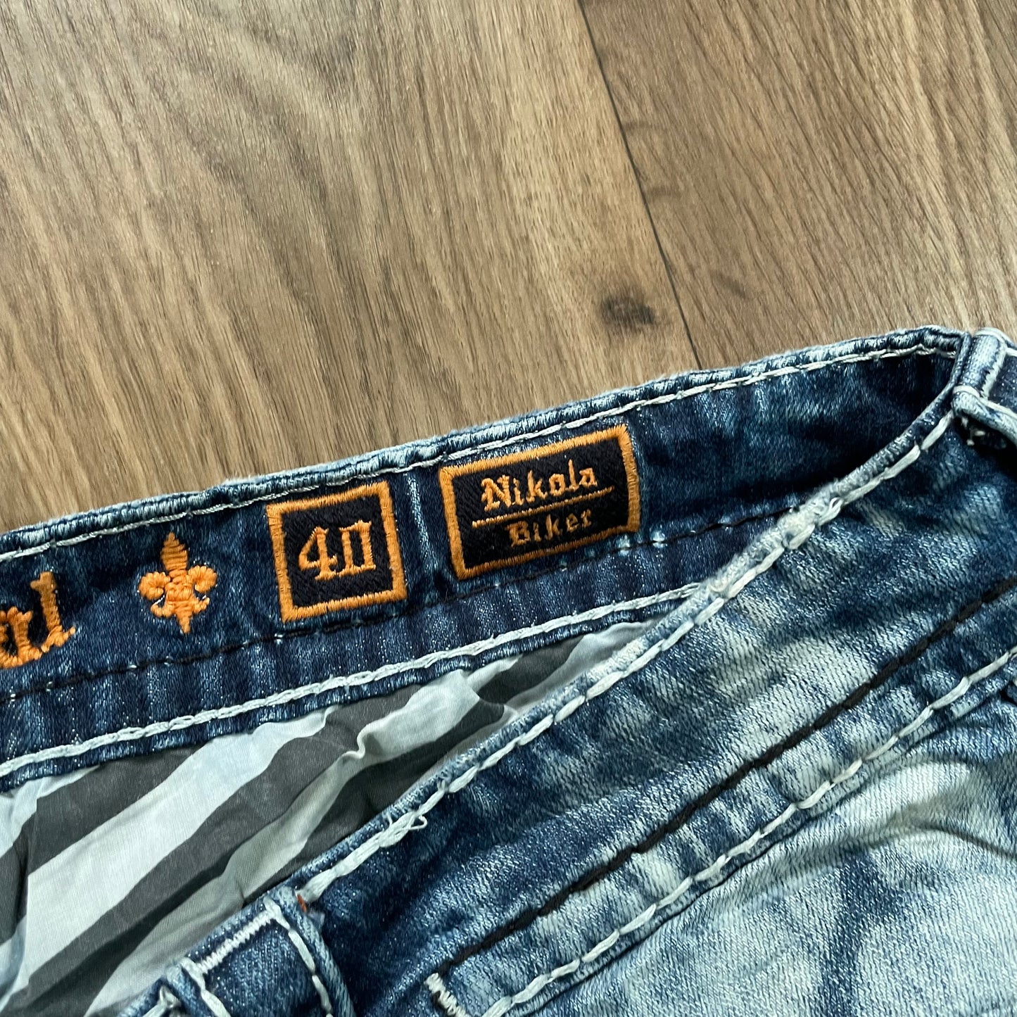 Rock Revival Acid Wash Biker Jeans