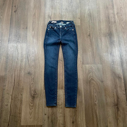 True Religion Blue Mid Rise Skinny Jeans W24 L28