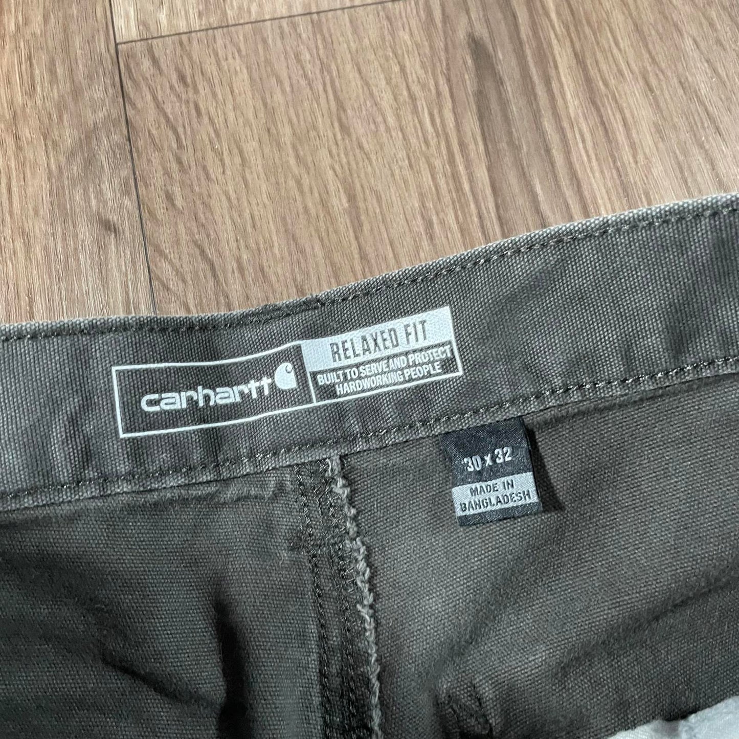 Carhartt Grey-Green Carpenter Trousers with Paint Marks
