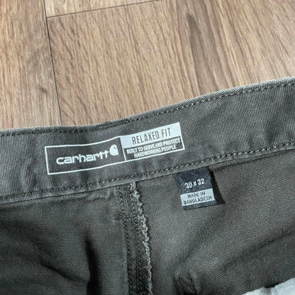 Carhartt Grey-Green Carpenter Trousers with Paint Marks