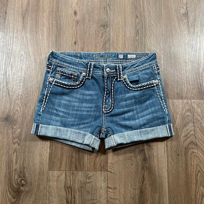 Miss Me Y2K Low Waisted Embellished Denim Shorts