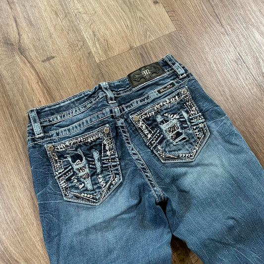 Miss Me Distressed Pocket Boot Cut Jeans