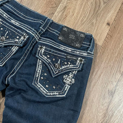 Miss Me Navy Studded Straight Jeans