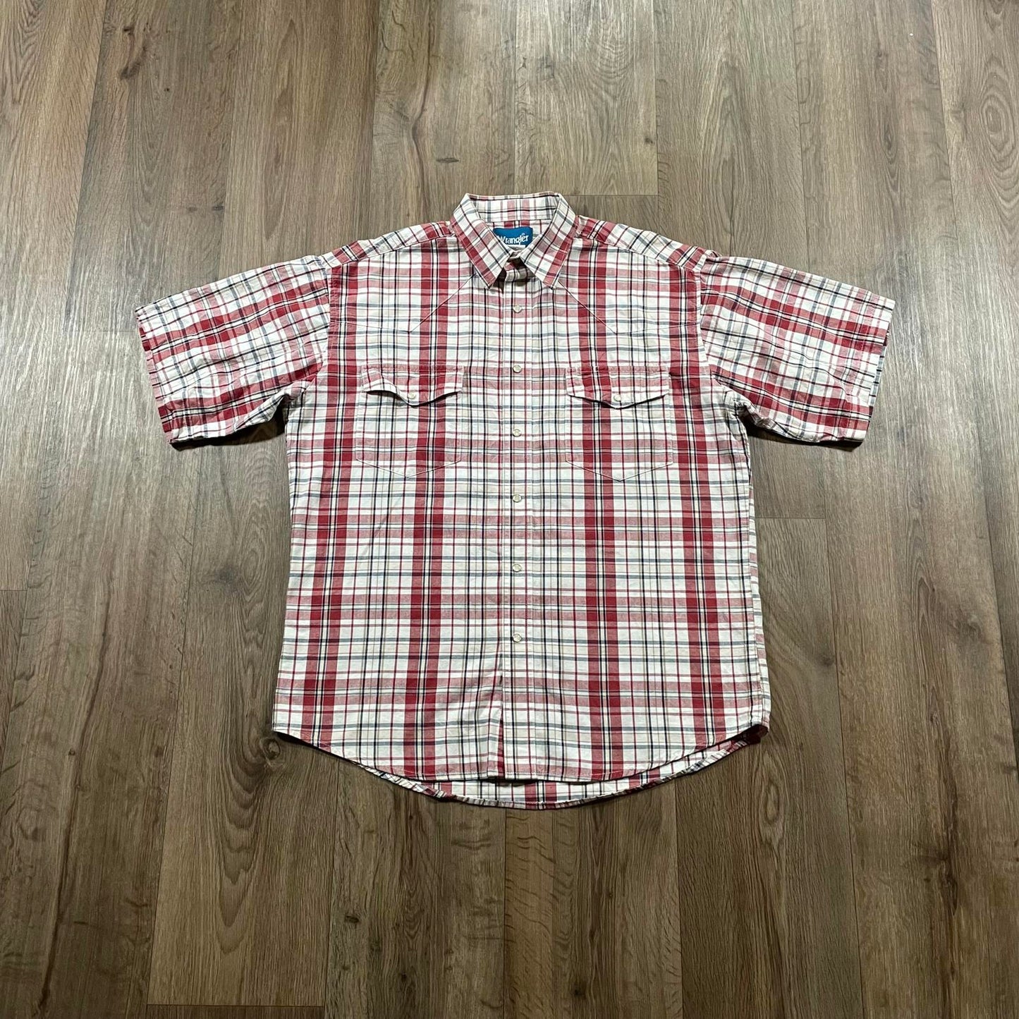 Wrangler Red Button-Up Short Sleeve Shirt Large