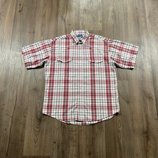 Wrangler Red Button-Up Short Sleeve Shirt Large