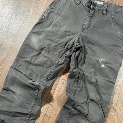 Carhartt Grey-Green Carpenter Trousers with Paint Marks